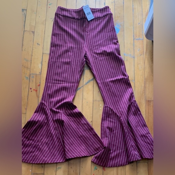 Free people nwt flare striped pants Burgundy Pants - Picture 4 of 6